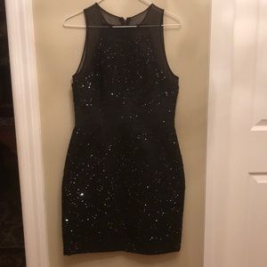 Vera Wang Black Short Cocktail Dress with Sequins